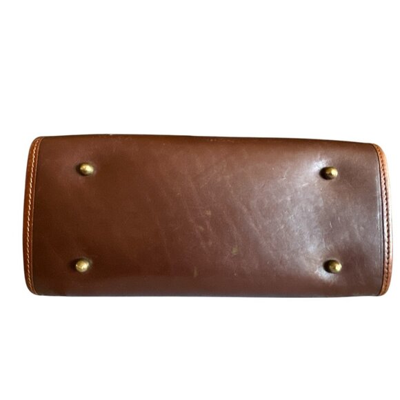 Vintage Brahmin Satchel Handbag Brown Black Smooth Leather Timeless Preppy - Picture 9 of 16